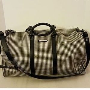 Ralph Lauren Black Houndstooth Check Travel Boston Bag